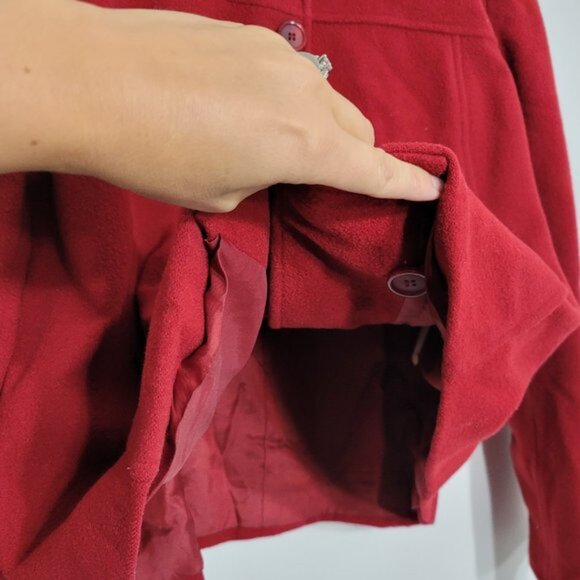 Vintage Jax Essentials Red Cashmere Wool Blend Jacket Coat Lined Pocket - Picture 3 of 11